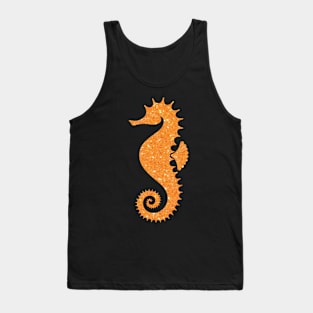 Bright Orange Faux Glitter Seahorse Tank Top